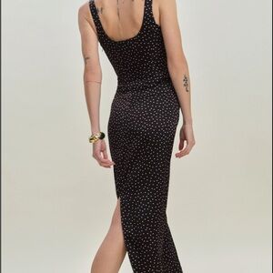 Reformation Black and White Polka Dot Midi Dress Elina